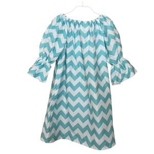 Southern Tots Girls Chevron Dress Size 5 Blue White Cotton